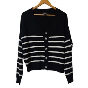 Black and White Striped Cardigan